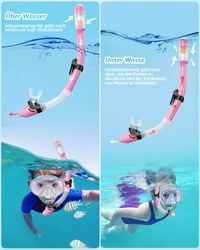 Set de Snorkel pentru Copii Lealinga, Mască de Scufundări Panoramică la 180° Anti-aburire și Snorkel Uscat, Set de Scufundări cu Protecție Nazală Antiderapantă pentru Copii 4