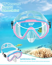 Set de Snorkel pentru Copii Lealinga, Mască de Scufundări Panoramică la 180° Anti-aburire și Snorkel Uscat, Set de Scufundări cu Protecție Nazală Antiderapantă pentru Copii 3