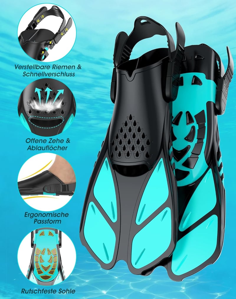 Lealinga Összecsukható Teljes Arcú Snorkel Szett Úszófékkel, Páramentesítő