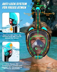 Lealinga Összecsukható Teljes Arcú Snorkel Szett Úszófékkel, Páramentesítő 5