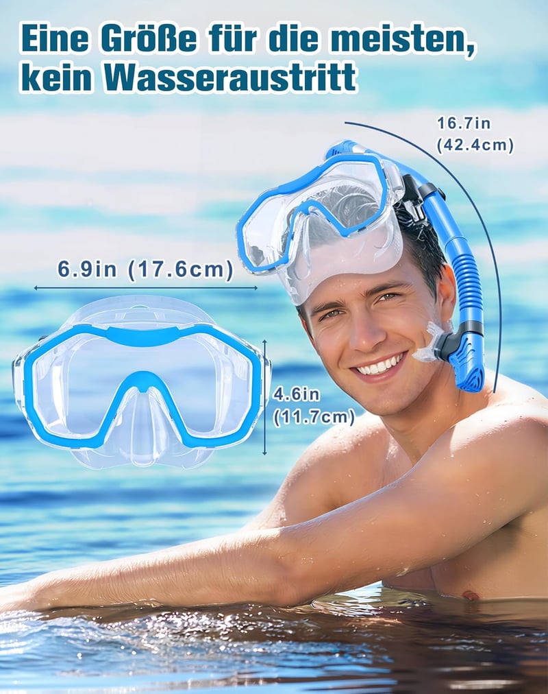 Lealinga Snorkel Szett 2 Személyes Panoráma Maszk Száraz Snorkelcsővel Anti-Fog
