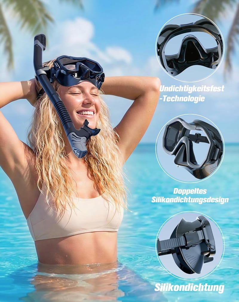 Lealinga Snorkel Szett 2 Személyes Panoráma Maszk Száraz Snorkelcsővel