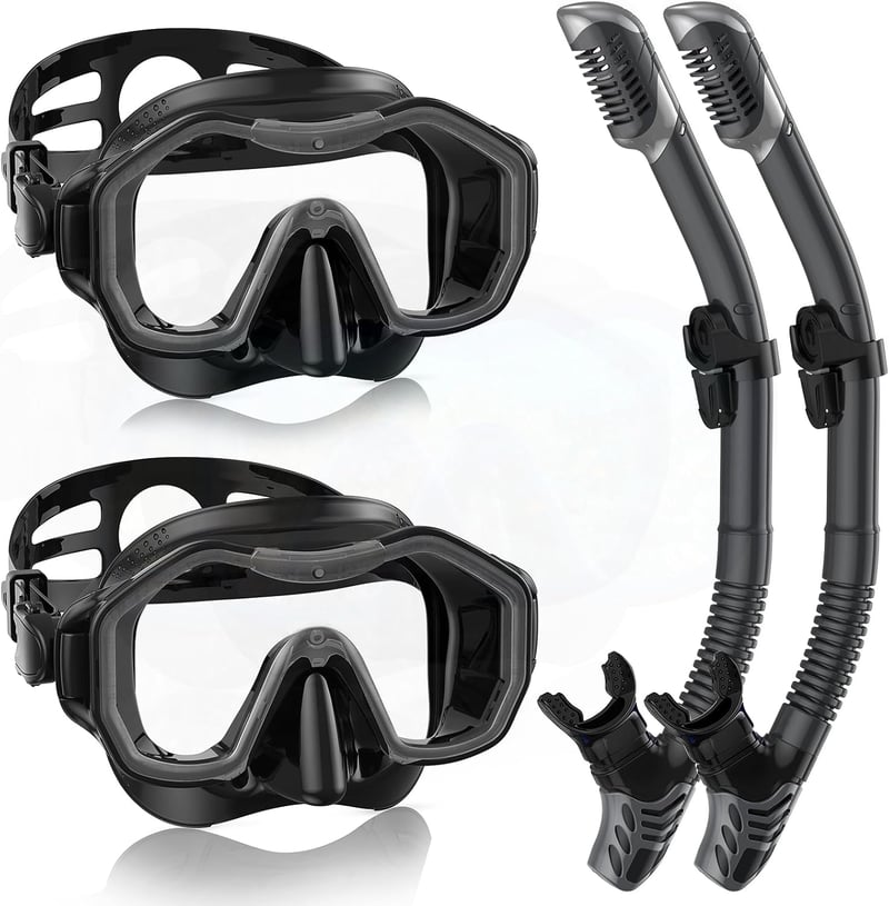 Lealinga Snorkel Szett 2 Személyes Panoráma Maszk Száraz Snorkelcsővel