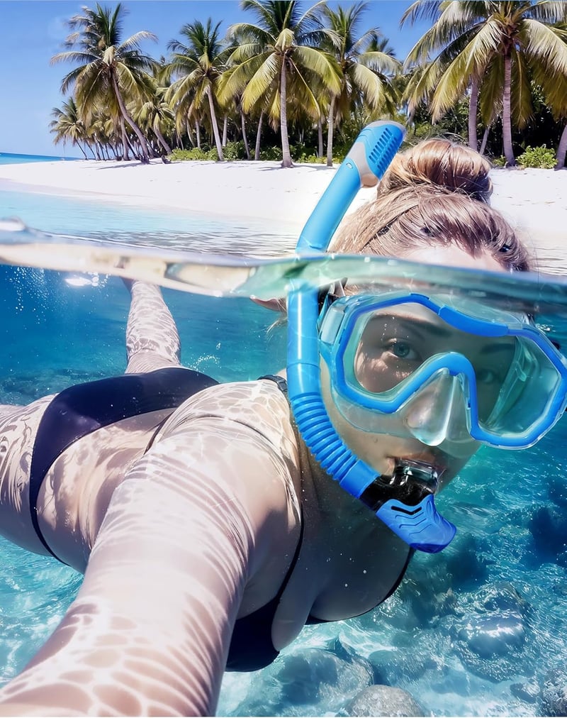 Lealinga Snorkel Szett 2 Személyes Panoráma Maszk Száraz Snorkelcsővel Anti-Fog