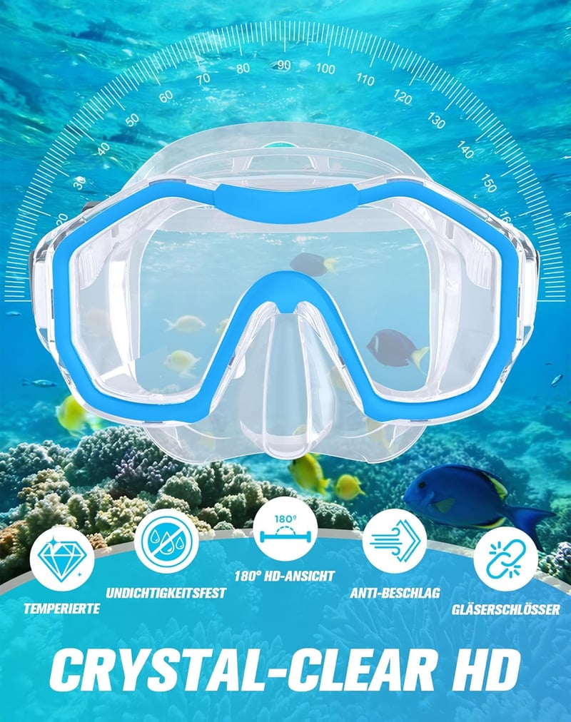 Lealinga Snorkel Szett 2 Személyes Panoráma Maszk Száraz Snorkelcsővel Anti-Fog