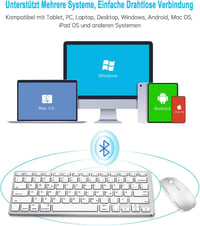 LEAPEST Wireless Bluetooth Billentyűzet és Egér Szett Tablet iPad Laptop Telefonhoz - silver 4