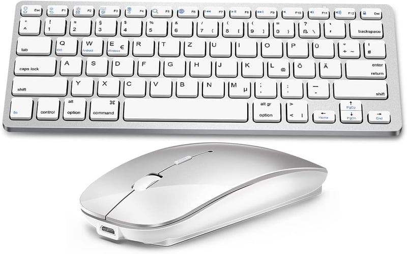 LEAPEST Wireless Bluetooth Billentyűzet és Egér Szett Tablet iPad Laptop Telefonhoz - silver