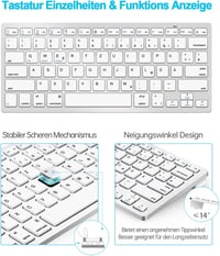 LEAPEST Wireless Bluetooth Billentyűzet és Egér Szett Tablet iPad Laptop Telefonhoz - silver 2