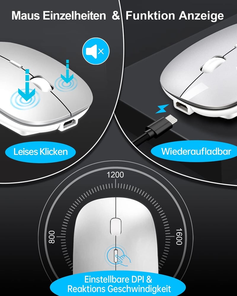 LEAPEST Wireless Bluetooth Billentyűzet és Egér Szett Tablet iPad Laptop Telefonhoz - silver