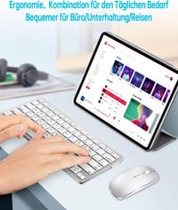 LEAPEST Wireless Bluetooth Billentyűzet és Egér Szett Tablet iPad Laptop Telefonhoz - silver 6