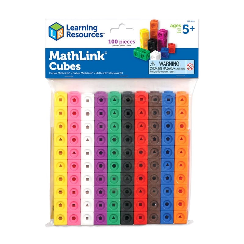 Sada kociek Learning Resources MathLink – 100 ks matematických kociek pre deti, 10 farieb, vzdelávacia hra na počítanie od 5 rokov