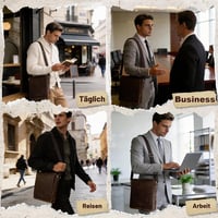 Leathario férfi bőr táska üzleti retro stílusú barna 8