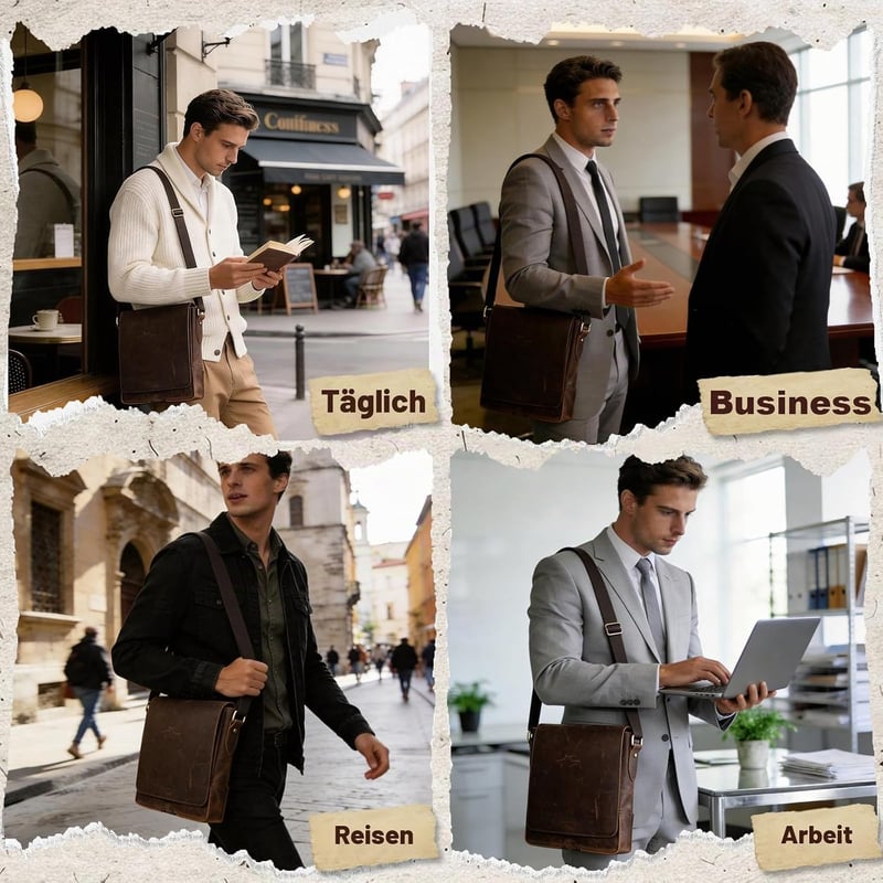 Leathario férfi bőr táska üzleti retro stílusú barna