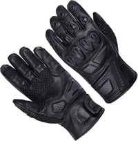 Mănuși moto din piele neagră pentru bărbați Leatherick, cu palmă căptușită și funcție touch screen 2
