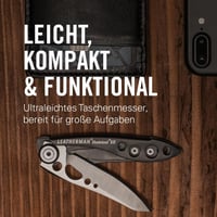 Leatherman Skeletool KB Fekete Zsebkés Rozsdamentes Acél Pengével és Sörnyitóval - Könnyű, Kompakt Alumínium Kialakítás, 36,8g 2