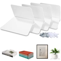 Set 4 Rafturi de Perete Flotante LEAZZLE, Alb, Bibliotecă Montată pe Perete, Raft Suspendat Invizibil pentru Dormitor, Sufragerie, Birou 1
