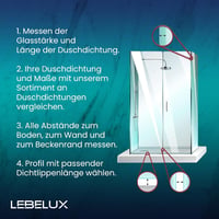 LebeLux Zuhanytömítés 2x100cm Zuhanykabin Ajtó Tömítő Gumi 5-8mm Üvegajtóhoz PVC Vízzáró Szalag Zuhanyfülke Alsó Oldalsó Tömítés 8