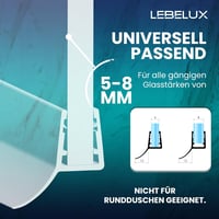 LebeLux Zuhanytömítés 2x100cm Zuhanykabin Ajtó Tömítő Gumi 5-8mm Üvegajtóhoz PVC Vízzáró Szalag Zuhanyfülke Alsó Oldalsó Tömítés 2