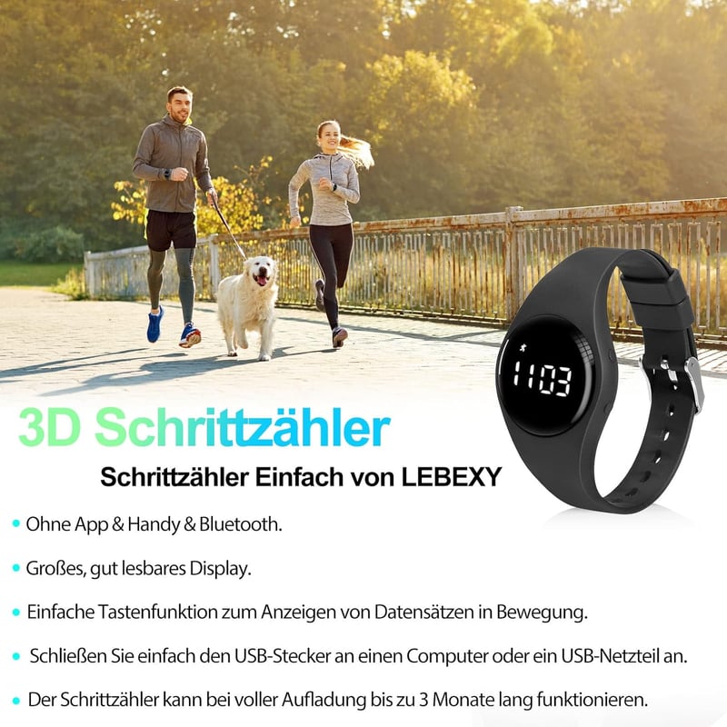 LEBEXY Pedométer Óra Lépésszámláló Fitness Tracker Futáshoz Sétához Úszáshoz Férfiaknak Nőknek