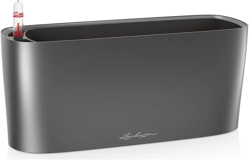 Lechuza Antracit Fémes Virágcserép - Modern Dekoratív Kaspó - 10, Anthracite Metallic, table vessel