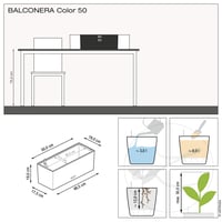 Balkónový kvetináč Lechuza Balconera Color 50 so zavlažovacím systémom, biely, 50 x 19 x 19 cm 4