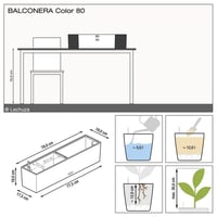 Balkónový kvetináč Lechuza Balconera Colour 80, svetlosivý, 79x19x19 cm, samozavlažovací kvetináč na balkón 4