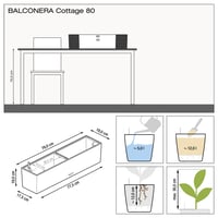 Balkónový kvetináč Lechuza BALCONERA Cottage 80, mokka hnedý, 79x19x19 cm so zavlažovacím systémom 3