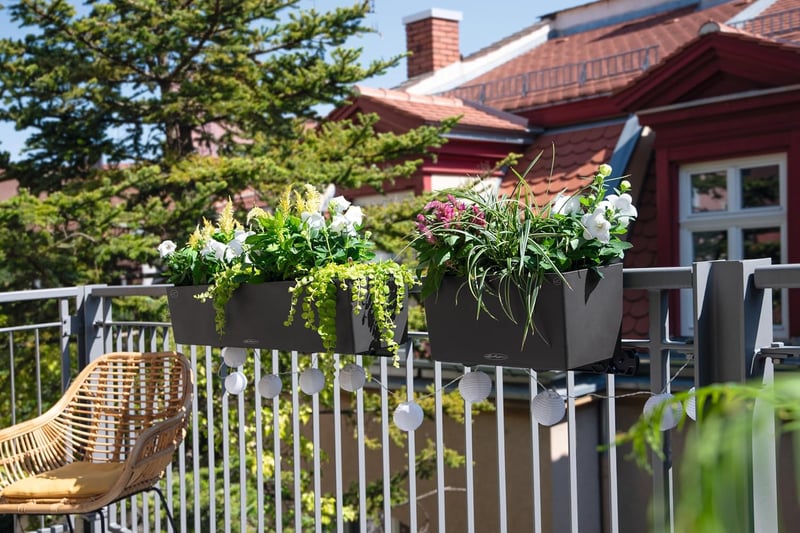 LECHUZA Balcony Planter Colour 100 Slate Grey önöntözős balkonláda vízszintjelzővel - Darkslategray