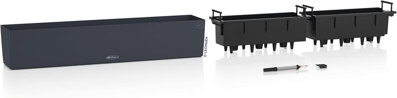 LECHUZA Balcony Planter Colour 100 Slate Grey önöntözős balkonláda vízszintjelzővel - Darkslategray