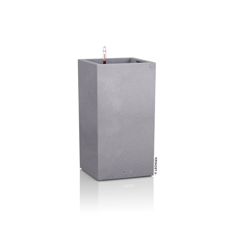 Stĺpový kvetináč Lechuza Canto Color Tower 40 – kamenná sivá – 40x40x76 cm – 29-litrový samozavlažovací systém