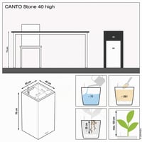 Stĺpový kvetináč Lechuza Canto Color Tower 40 – kamenná sivá – 40x40x76 cm – 29-litrový samozavlažovací systém 4