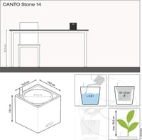 Lechuza CANTO Stone 14 öntözőedény fehér kvarckő kültéri beltéri virágcserép - Quartz White 3