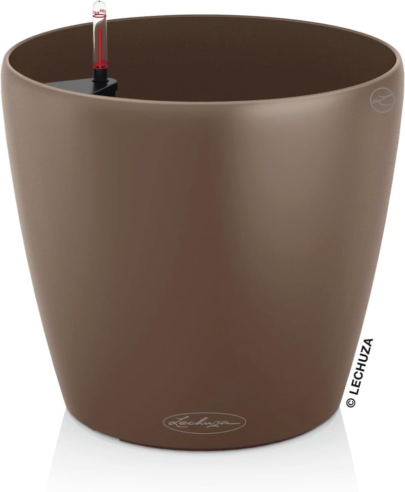Lechuza Classico Colour 18 Mogyoróbarna Önöntözö Kaspó - 19 x 19 x 17 cm, Brown (Nutmeg)