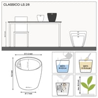 Samozavlažovací kvetináč Lechuza Classico LS 28, kompletná súprava – antracitová metalíza, 28 cm 4