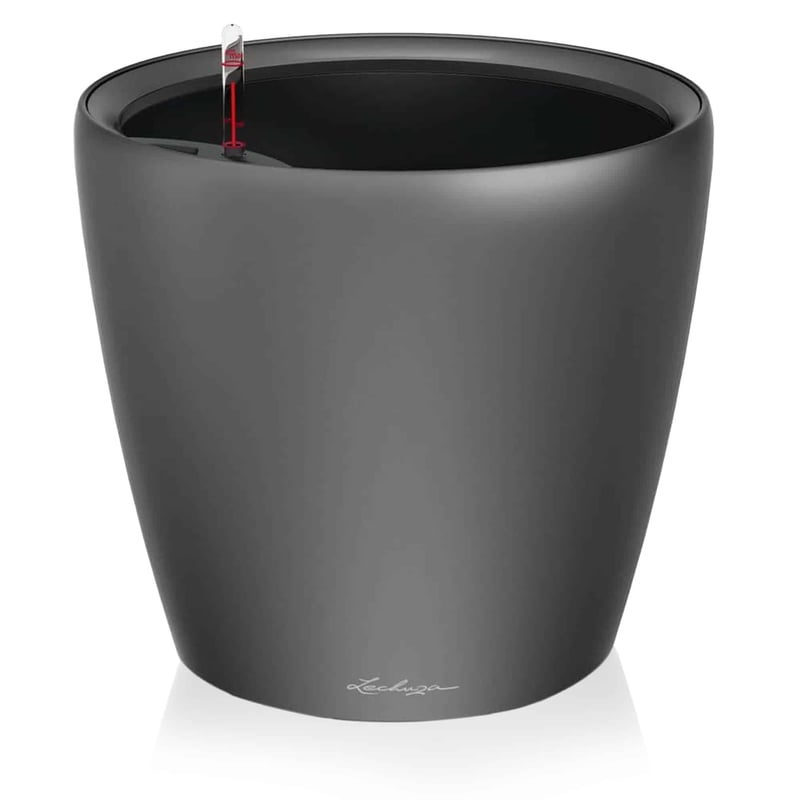 Samozavlažovací kvetináč Lechuza Classico LS 28, kompletná súprava – antracitová metalíza, 28 cm