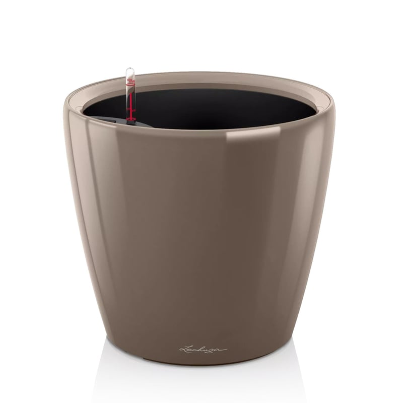 Lechuza Classico Premium LS 28 posuda za cvijeće sa sustavom za automatsko navodnjavanje - Taupe visoki sjaj - Kompletan set
