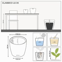 Kvetináč Lechuza Classico Premium LS 35, šarlátovo červený vysoký lesk, Ø 35 x 33 cm, so zavlažovacím systémom 8