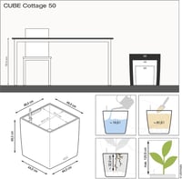LECHUZA CUBE Cottage 50 Granit Önöntözős Virágcserép - 49 x 49 x 49.5 cm, Grey, Cottage 4