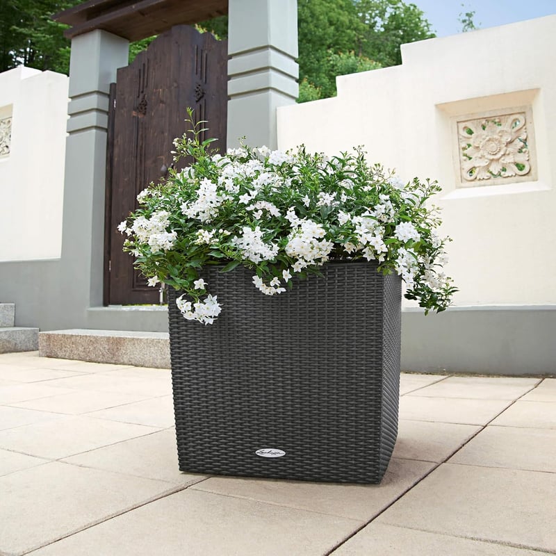 LECHUZA CUBE Cottage 50 Granit Önöntözős Virágcserép - 49 x 49 x 49.5 cm, Grey, Cottage