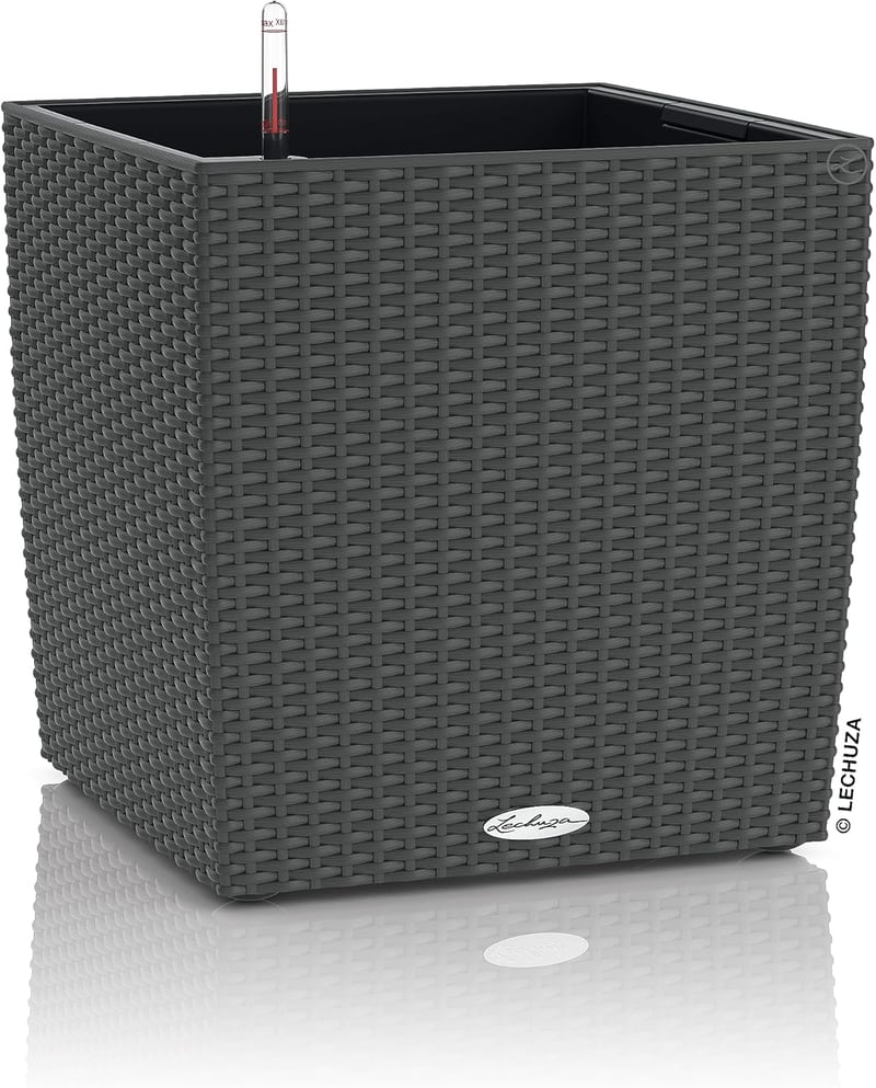 LECHUZA CUBE Cottage 50 Granit Önöntözős Virágcserép - 49 x 49 x 49.5 cm, Grey, Cottage