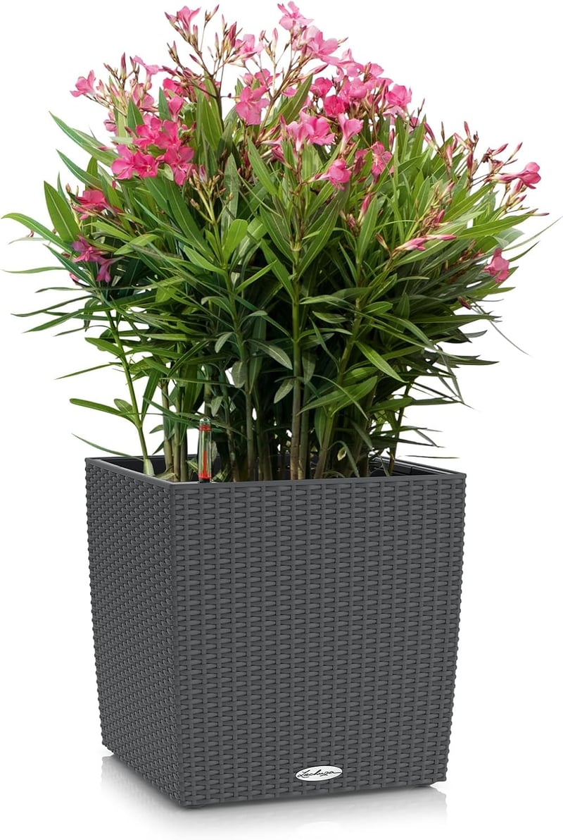 LECHUZA CUBE Cottage 50 Granit Önöntözős Virágcserép - 49 x 49 x 49.5 cm, Grey, Cottage