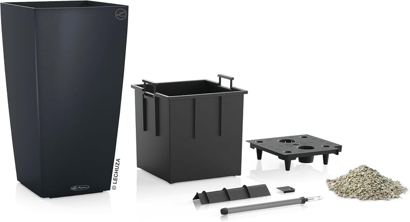 LECHUZA CUBICO Color 22 Slate Grey modern kocka virágcserép - Single
