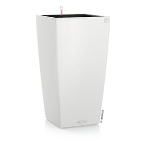Set ghiveci auto-irigabil Lechuza Cubico Color alb 40 cu sistem de udare inclus
