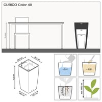 Lechuza Cubico Color fehér 40 önöntöző virágcserép szett betéttel 4