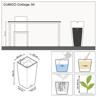 Lechuza CUBICO Cottage 30 posuda za cvijeće sa sustavom za automatsko navodnjavanje, 30x30x56 cm, boja kave, za unutarnju i vanjsku upotrebu, s indikatorom razine vode 4