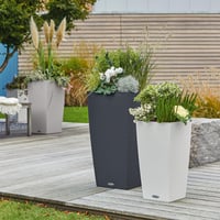 Samozavlažovací kvetináč Lechuza Cubico Cottage 40, kompletná súprava, farba granit, 40x40x75 cm, plastový obal na rastliny do interiéru aj exteriéru 6