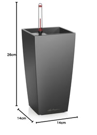 Lechuza MAXI-CUBI antracitový metalický stolový kvetináč so samo zavlažovacím systémom, 14x14x26 cm 9