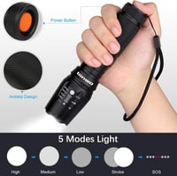 Lanternă LED cu zoom de 3000 lumeni, rezistentă la apă, de înaltă luminozitate, pentru camping și urgențe, utilizare la interior și exterior 2