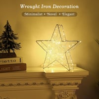 LED Csillag Asztali Lámpa 33 cm - Hangulatos Karácsonyi Fénydísz Meleg Fehér Világítással - Elemes Éjjeli Lámpa Szobai Dekorációhoz 3