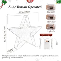 LED Csillag Asztali Lámpa 33 cm - Hangulatos Karácsonyi Fénydísz Meleg Fehér Világítással - Elemes Éjjeli Lámpa Szobai Dekorációhoz 6